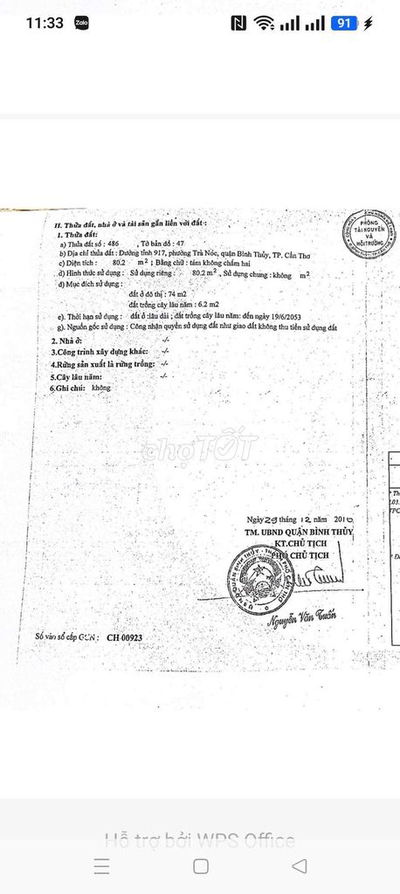 Bán rẻ nền thổ cư 80,2m2 gần KCN trà nóc