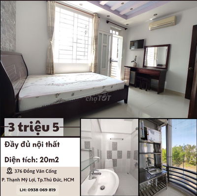 Phòng 3tr5 20m2 Phòng tách bếp, Đồng Văn Cống Q2 cũ