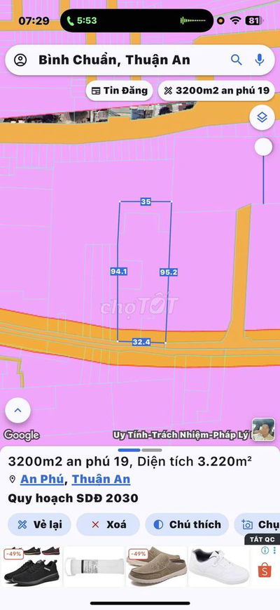 Bán 3200m2 đất đẹp vuông vức Tại An Phú 19 . P An Phú .