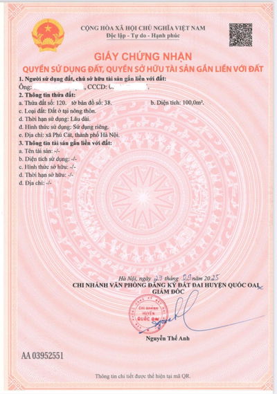 Cần bán gấp lô đất 100m2, full thổ cư tại khu vệ tinh Hoà Lạc