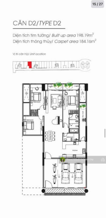 Bán căn skylinked villa - 3PN + 1, 2WC (198,2m2), giá bán 13ty. Căn hộ xe hơi chạy lên tận nhà