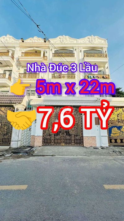 BÁN NHÀ MẶT TIỀN 5M X 22M GẦN CHỢ CHỮ S XUÂN THỚI ĐÔNG HÓC MÔN