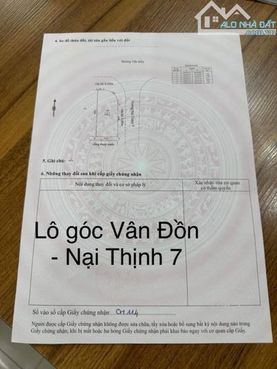 GẤP - BÁN LÔ ĐẤT LÔ GÓC HIẾM – VÂN ĐỒN • NẠI THỊNH 7 – SỔ ĐẸP