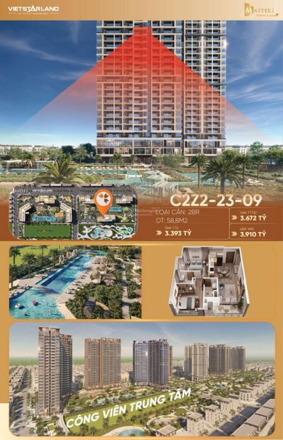 Căn 2PN view trực diện công viên trung tâm, giá chỉ từ 3.3 tỷ