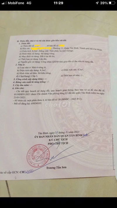 Bán nhà HXH khu VIP Bàu Cát đường Đồng Đen DT: 6x 4m 1 Lầu 1,69 tỷ