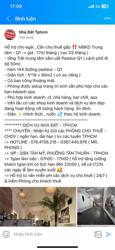 Trống MBKD •> đường PASTEUR , Q1