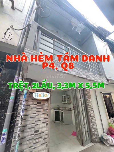 Nhà 1trệt, 2lầu, ngay chợ Tám Danh, P4, Q8. N2,9m/NH3,62m x Dài 5,5m.