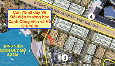 HIẾM, DUY NHẤT 1 CĂN 75M2 DÃY V6 PHÂN KHU VICTORY, ĐỐI DIỆN TRƯỜNG HỌC, CẠNH CÔNG VIÊN VÀ HỒ, 16 TỶ