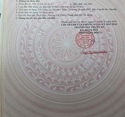 ĐẤT 105M MẶT ĐƯỜNG LÁI THIÊU 21 GẦN NGUYỄN VĂN TIẾT