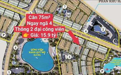 CĂN 75M2 NGAY GÓC NGÃ 4 GIÁ 15.9 TỶ, THÔNG 2 ĐẠI CÔNG VIÊN. VỊ TRÍ ĐẸP NHẤT NOBLE TÂY THĂNG LONG