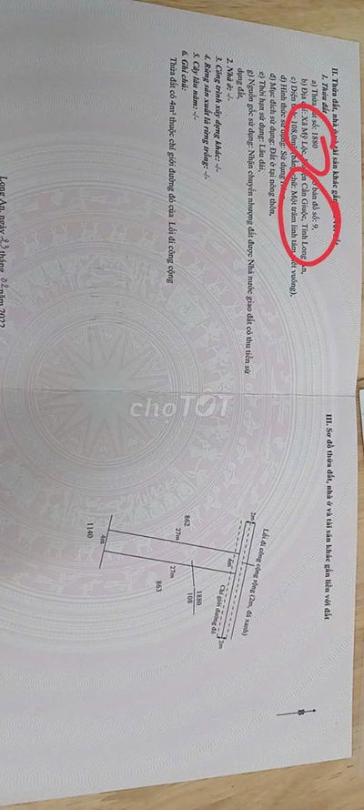 Hàng hiếm tại Mỹ Lộc, Cần Giuộc, Long An, 1,2 tỷ, 108m2 , 2 MẶT HẺM