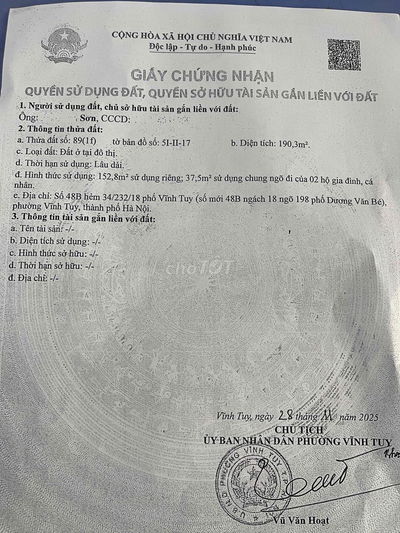 ĐẤT Có 1,0,2 phường vĩnh tuy