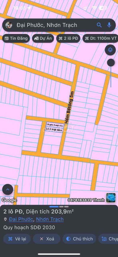 Tôi cần bán 2 lô đất xã Phú Đông Nhơn Trạch Đồng Nai