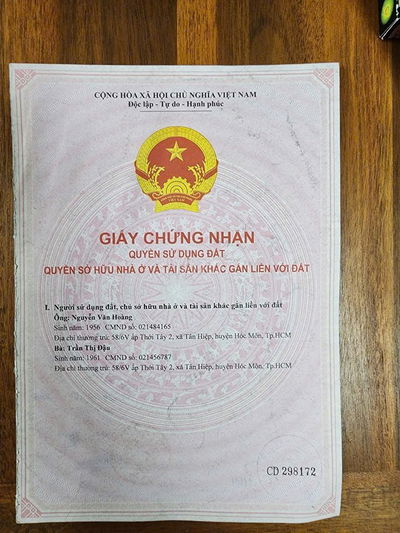 Bán nhà mặt tiền 58/6V,ấp thới tây 2,xã tân hiệp, huyện Hóc Môn