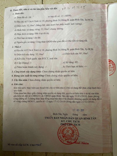 Bán nhà Chính Chủ hẻm 637 Tỉnh Lộ 10 (HXH thông giữa đường Tỉnh lộ 10 và khu tên lửa)