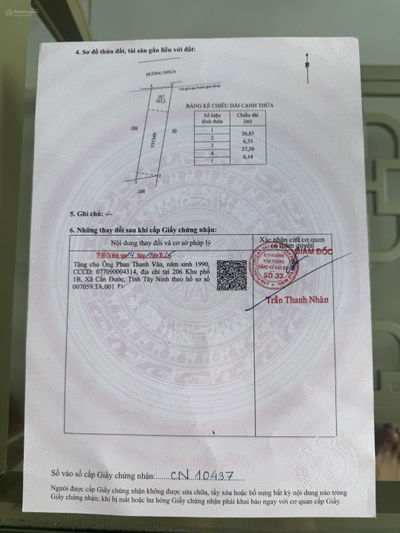 Bán nhanh 160m2 ngang 6x28 (có 108m2 thổ cư) mặt tiền đường nhựa 9m xã Láng Dài gần KDL Hồ Tràm