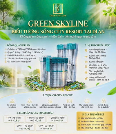 Bán CC 2PN, 1WC, 48m2 tại Green Skyline, 2,8 tỷ, Dĩ An, Bình Dương, Hot!