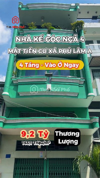 💥Hiếm! Nhà 4 Tầng Kế Góc CX Phú Lâm A Q6 | Chỉ Nhỉnh 9 Tỷ