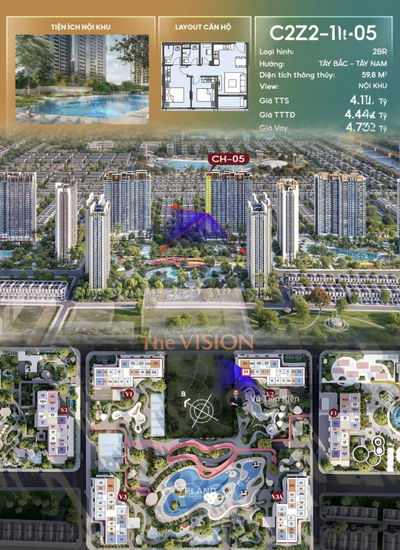 Cơ Hội Cuối Cùng Cọc 2PN Góc Đẹp Nhất Toà V2 Tầng Trung View Công Viên, Hồ Bơi VVIP - Masteri OCP3