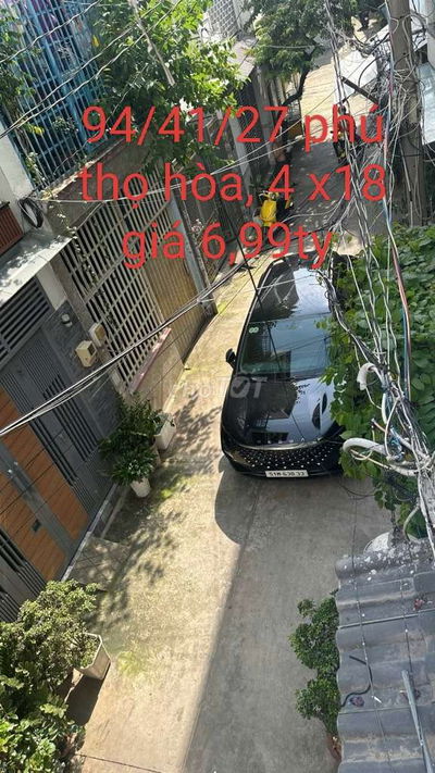 CHỢ VẢI PHÚ THỌ HÒA, TÂN PHÚ, 4 X 18 M, HẺM XE HƠI, 4 TẦNG, CHỈ 6,99TỶ