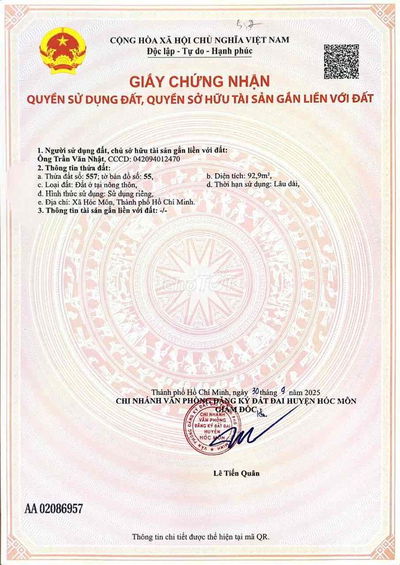 Bán đất thổ cư mặt tiền Đặng Thị Thanh (Tân Hiệp 16 cũ)