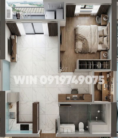 Căn hộ 1PN+ Sẵn rèm bếp, view hồ bơi, gần Vincom