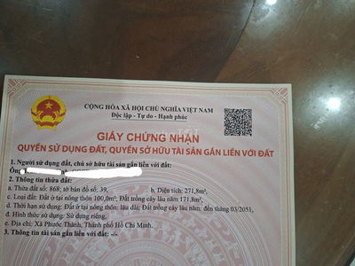 Lô Góc 2 mặt tiền, diện tích 271m2