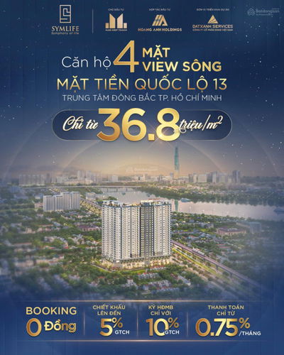 Symlife CH Mặt Tiền QL13- Vốn ban đầu 190 triệu - Sở hữu ngay căn 1PN giá từ 1.9ty, Căn 2Pn 2,6ty