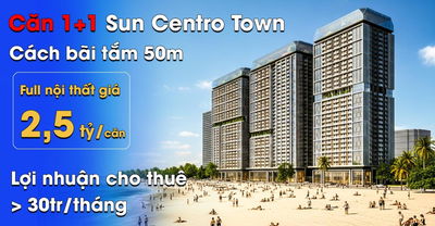 Quỹ căn 1+1 đẹp nhất dự án Sun Centro Town Hạ Long giá chỉ từ 2,5 tỷ kèm chiết khấu giảm giá 16%.