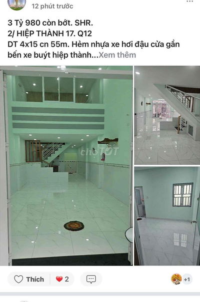 chính chủ gửi bán gấp căn nhà ngay hiệp thanh 17 SHR 60m2 gia 4ty