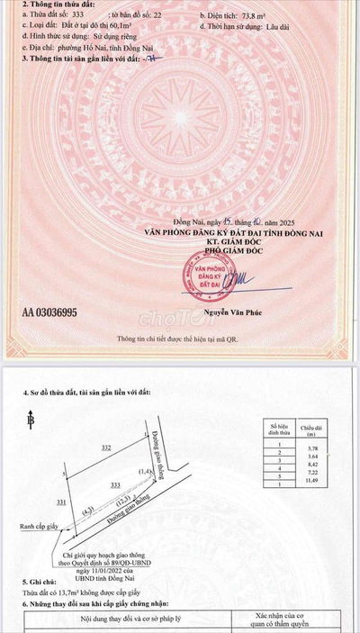 Bán Lô Đất 2 Mặt tiền ngay chợ Hoà Bình Phường Hố Nai  Tp. Biên Hoà