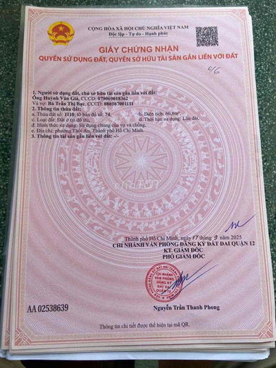 Chính chủ bán 3 lô đất 4x15m liền kề 1 sẹc TX25 phường Thới An , Q12