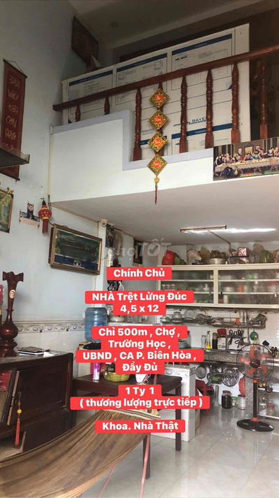 NHÀ Trệt Lửng Đúc 4,5m x 12m, full TC , Trường Học ,Chợ, UBND👉1ty1