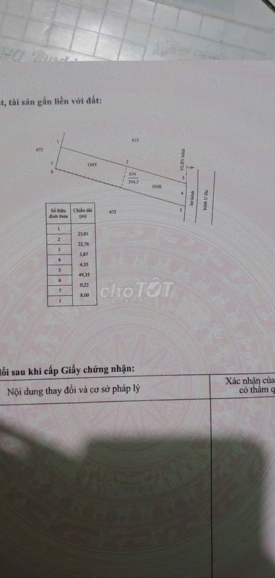 Đất ở xã Tân Điền Gò Công. Diện tích 392m2