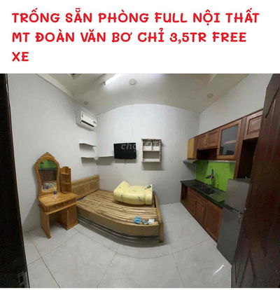 CHO THUÊ PHÒNG FULL NỘI THẤT NGAY TRỆT,MẶT TIỀN XÓM CHIẾU CHỈ 3,5 TR