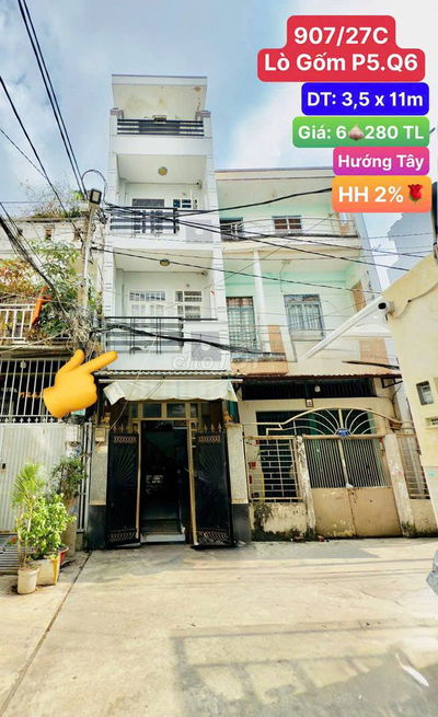 CHÍNH CHỦ NHÀ 907/27C LÒ GỐM,Q6. HẺM XE TẢI. HH2%+TẶNG IP17+1 HỘP YẾN