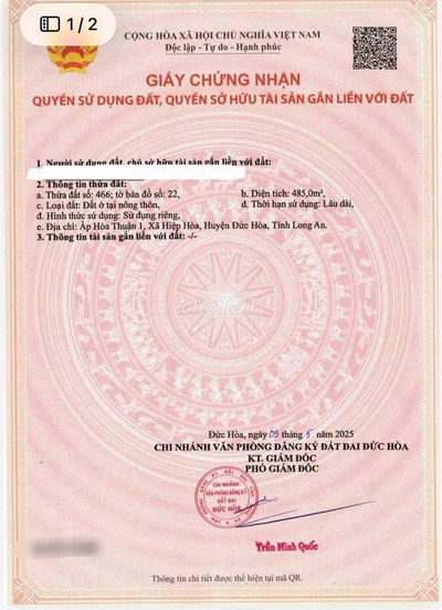 CHÍNH CHỦ BÁN 3 LÔ ĐẤT THỔ CƯ LIỀN KỀ – ĐỨC HÒA – GIÁ 5,3 TỶ