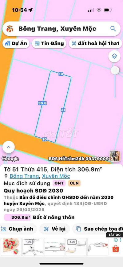 Bán Đất Xã Bông Trang Dt: 306m2 có 80m2 thổ cư gần bãi tắm bông trang