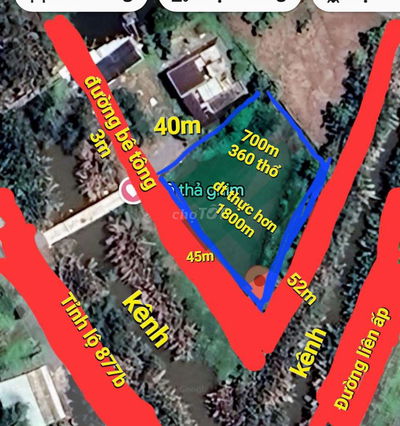 Đất thổ cư 2mt đường tỉnh lộ 877b view sông cực đẹp