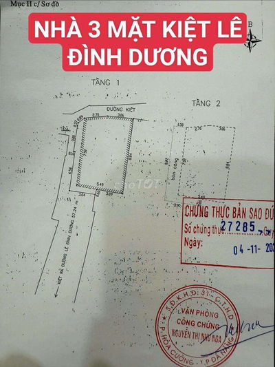 NHÀ3 MẶT KIỆT LÊ ĐÌNH DƯƠNG HẢI CHÂU GẦN CẦU RỒNG