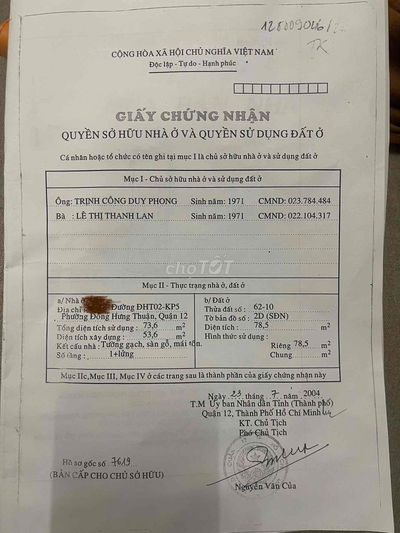 BÁN NHÀ 5 x 18m GÁC LỬNG – HẺM THÔNG 3,5m – GẦN CHỢ CÂY SỘP Q12