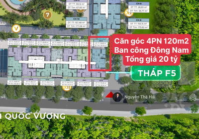 Căn góc 4PN diện tích 120m2 ban công Đông Nam, Giá 20 tỷ, view thành phố, Sun Feliza Cầu Giấy