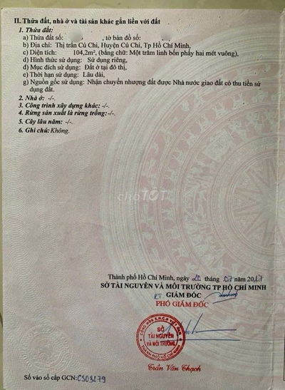 Cần tiền bán Đất thổ cư 104m2 ở Tt Củ Chi 580tr.iệu - Sổ Hồng Riêng