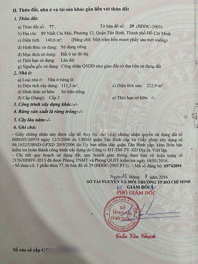 Cần bán nhà số 89 Nhất Chi Mai - Đã hết HĐ thuê.