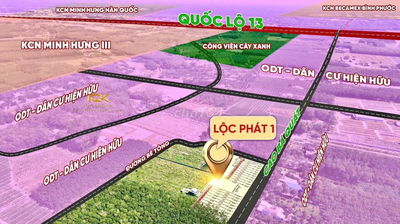 BÁN ĐẤT MẶT TIỀN ĐƯỜNG 32M – TRỤC CHÍNH VÀO KCN BECAMEX, KCN MINH HƯNG