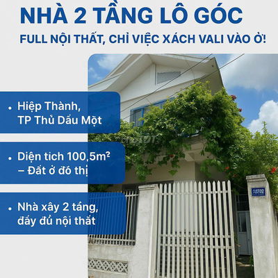 NHÀ  PHỐ 2 TẦNG 2 MẶT TIỀN 100m2  - GẦN BỆNH VIỆN 512 - THỦ DẦU MỘT