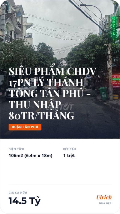 ⭐️ CĂN HỘ DỊCH VỤ 17 PHÒNG - NGANG KHỦNG 6.4M - DOANH THU 80TR/THÁNG