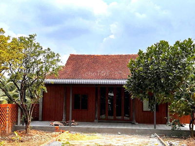 Nhà 3 Gian gỗ 100% thiết kế hoài niệm xưa không gian thoáng mát 480m2