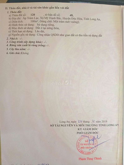 Chính chủ cần bán thổ cư 100m² Mỹ Hạnh thích hợp xây nhà ở, hẻm xe hơi