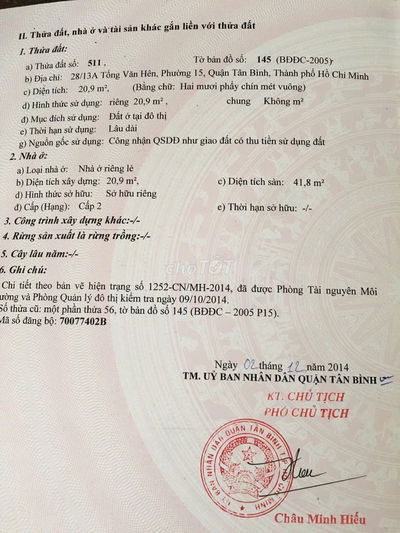 Bán nhà 28/13A Tống Văn Hên  Diện Tích:  3,3 x 7m  1 Lầu đúc